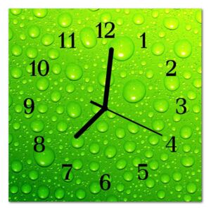 Glass Wall Clock Drops Nature Green