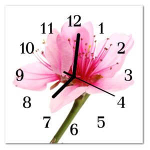 Glass Wall Clock Flower Flower Pink