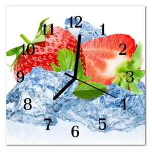 Glass Wall Clock Strawberries Ice Cream Fruit Ice Red