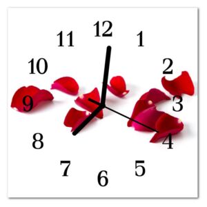 Glass Kitchen Clock Rose Petals Blossoms Red
