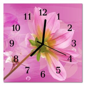 Glass Kitchen Clock Flower Flower Pink