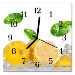 Glass Kitchen Clock Lemon Food and Drinks Yellow