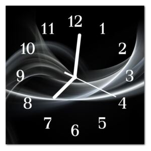 Glass Kitchen Clock Abstract Lines Art Black