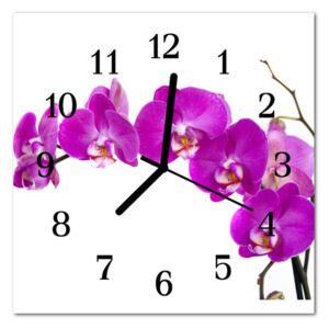 Glass Kitchen Clock Orchid Flowers & Plants Purple