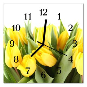 Glass Kitchen Clock Tulips Flowers Flowers & Plants Yellow