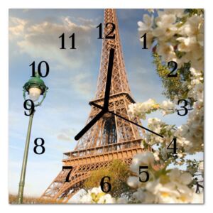 Glass Kitchen Clock Eiffel Tower Paris City Multi-Coloured