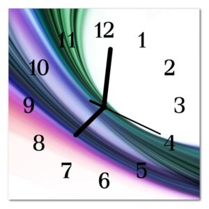 Glass Kitchen Clock Abstract Lines Art Multi-Coloured