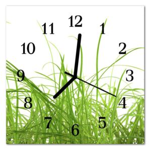 Glass Kitchen Clock Grass Grass Green