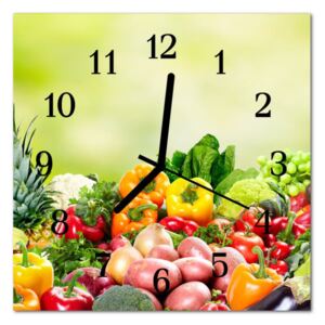 Glass Wall Clock Vegetables Food and Drinks Multi-Coloured