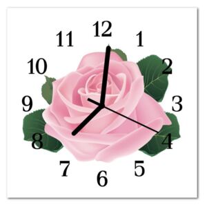 Glass Kitchen Clock Rose Flowers & Plants Pink