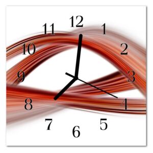 Glass Kitchen Clock Abstract Lines Art Red
