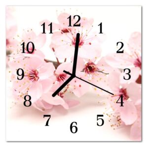 Glass Kitchen Clock Blossoms Flowers & Plants Pink