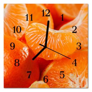 Glass Wall Clock Tangerines Fruit Orange