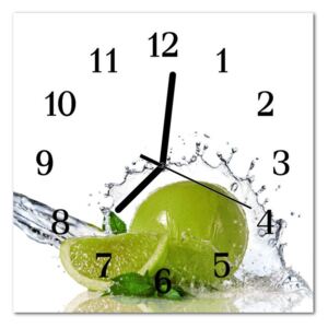 Glass Kitchen Clock Lime Water Food and Drinks Green