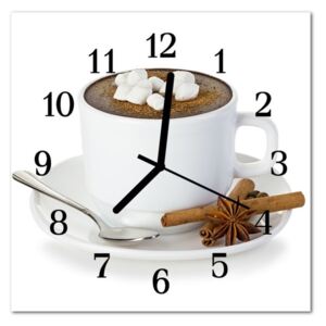 Glass Wall Clock Chocolate Food and Drinks White