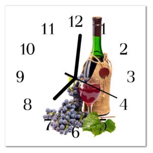 Glass Kitchen Clock Wine Grapes Kitchen Multi-Coloured