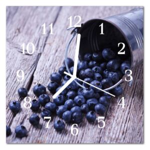 Glass Kitchen Clock Blueberries Food and Drinks Blue