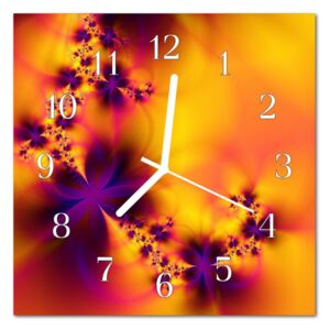 Glass Wall Clock Flowers Nature Orange