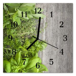 Glass Wall Clock Herbs Herbs Green