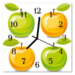 Glass Kitchen Clock Apples Kitchen Orange, Green