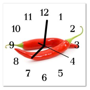 Glass Wall Clock Chili Pepper Chili Red