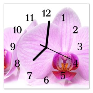 Glass Wall Clock Orchid Flowers Purple