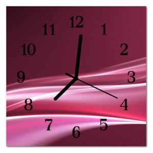 Glass Kitchen Clock Abstract Lines Art Purple