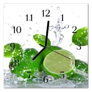 Glass Wall Clock Lime Fruit Green