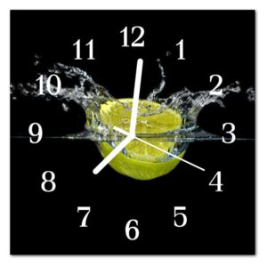 Glass Wall Clock Lemon Fruit Yellow