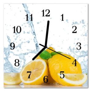 Glass Wall Clock Lemon Fruit Yellow