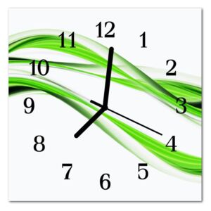 Glass Kitchen Clock Abstract Lines Art Green