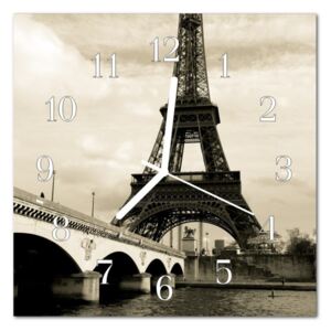 Glass Kitchen Clock Paris Towns Grey