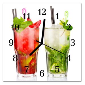 Glass Wall Clock Cocktails Beverages Red, Green