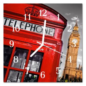 Glass Wall Clock London Beverages Red