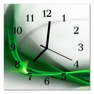 Glass Kitchen Clock Abstract Lines Art Green