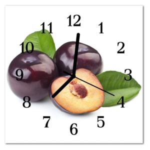 Glass Wall Clock Plums Plums Purple