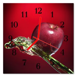 Glass Kitchen Clock Apple Kitchen Red