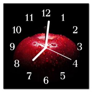 Glass Kitchen Clock Apple Kitchen Red