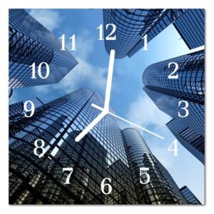 Glass Wall Clock Glass Buildings Architecture Blue