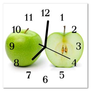 Glass Wall Clock Apple Fruit Green