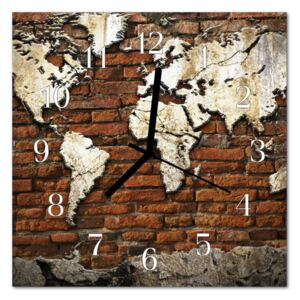 Glass Wall Clock Continents Continents Brown