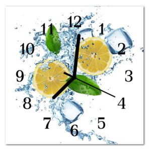 Glass Kitchen Clock Lemon Food and Drinks Yellow