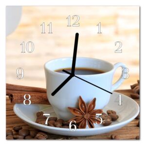 Glass Wall Clock Coffee Food and Drinks White