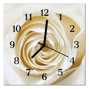 Glass Kitchen Clock Rose Flowers White