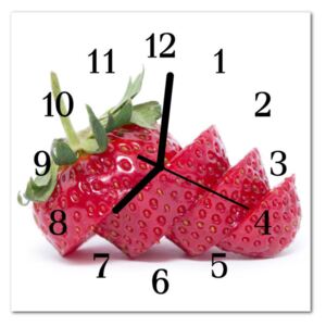 Glass Wall Clock Strawberry Fruit Red