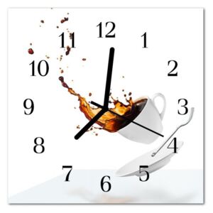 Glass Wall Clock Cup Food and Drinks White