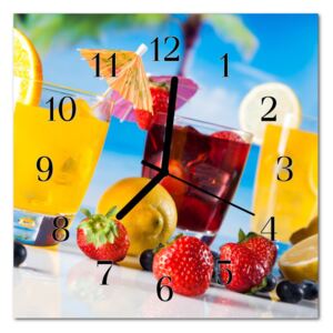 Glass Wall Clock Cocktail Food and Drinks Multi-Coloured