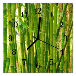Glass Kitchen Clock Bamboo Plant Flowers & Plants Green