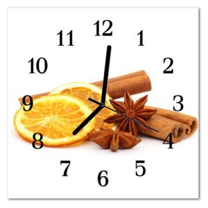 Glass Kitchen Clock Vanilla Lemon Food and Drinks Brown, Yellow