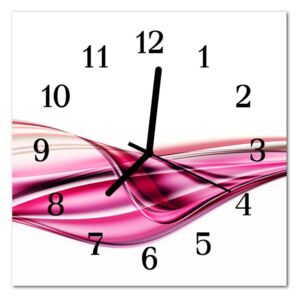 Glass Kitchen Clock Abstract Lines Art Pink